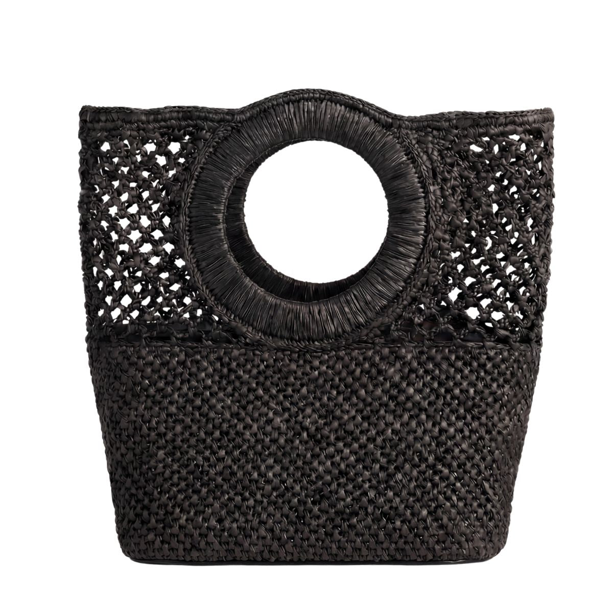 FELUS ION Medium handwoven raffia day bag, made in Madagascar and finished in Greece