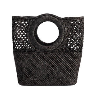 FELUS ION Medium handwoven raffia day bag, made in Madagascar and finished in Greece