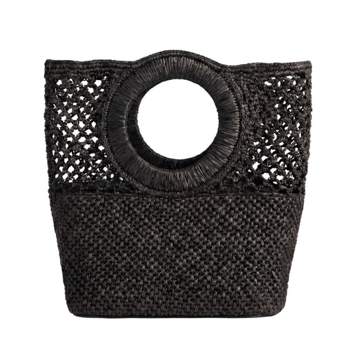 FELUS ION Medium handwoven raffia day bag, made in Madagascar and finished in Greece