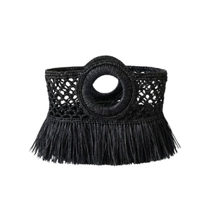 FELUS ION Micro Fringe handwoven raffia bag with hand-cut fringe