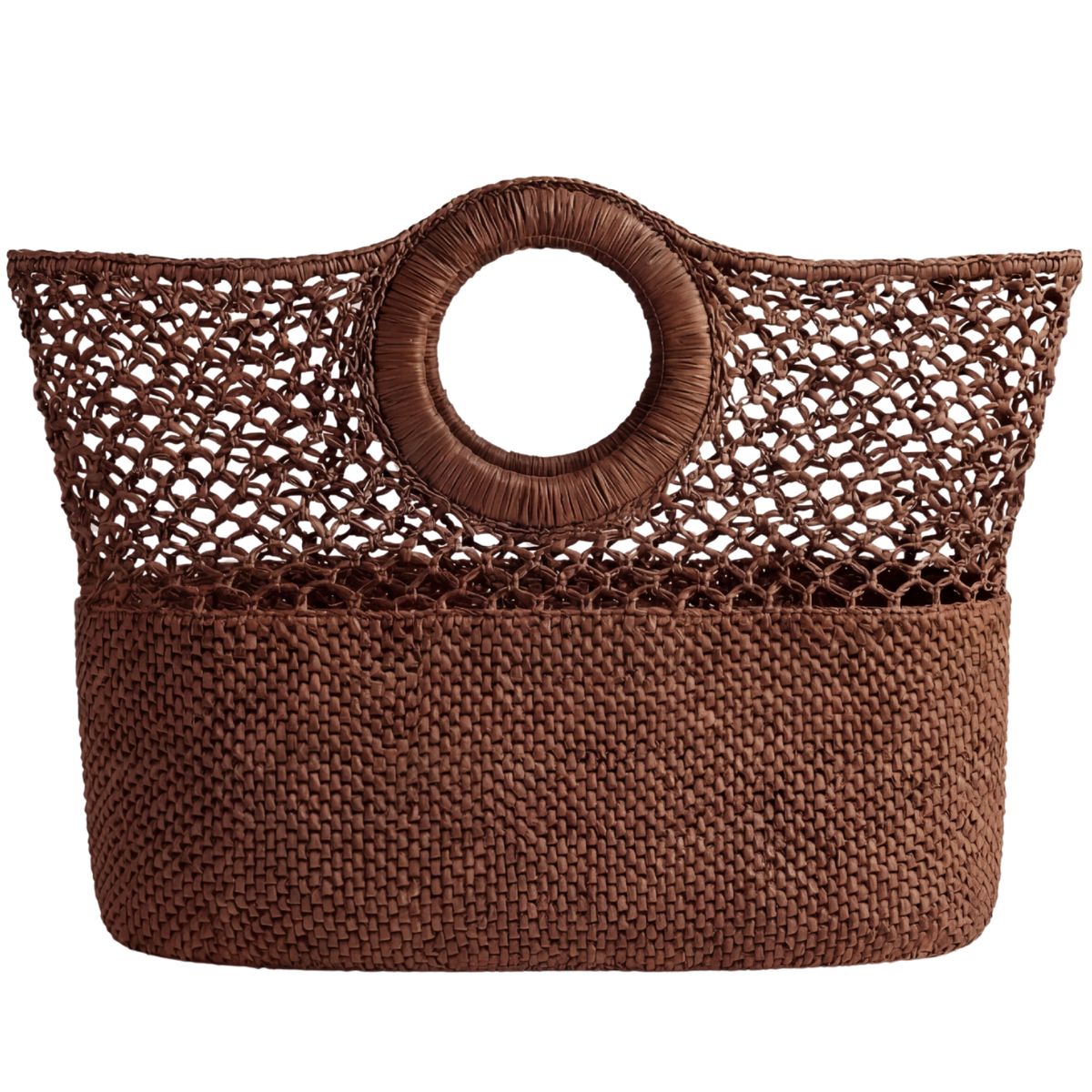 FELUS ION Large handwoven raffia tote, made in Madagascar and finished in Greece