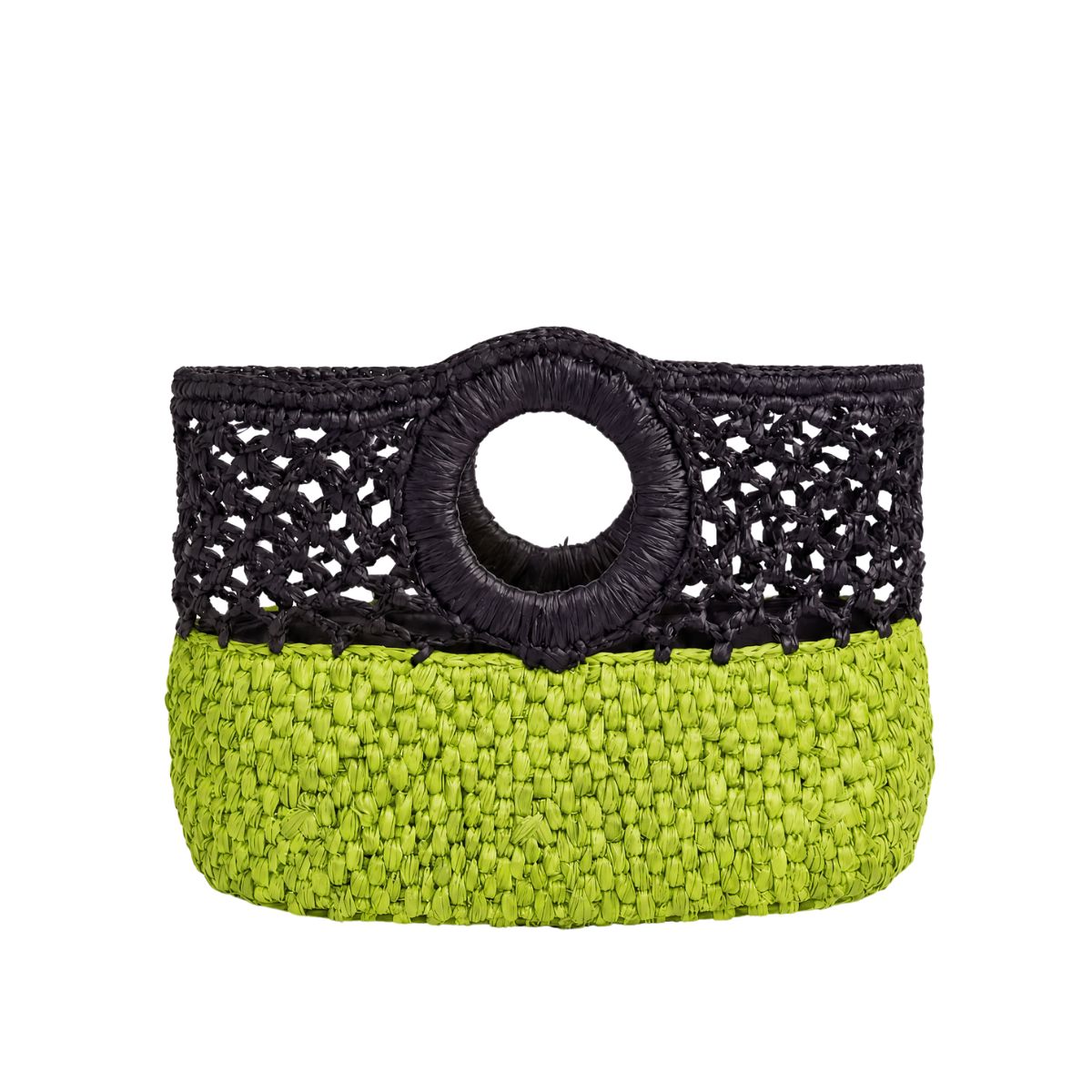 FELUS ION Micro handwoven raffia bag, Madagascar two-tone colourway
